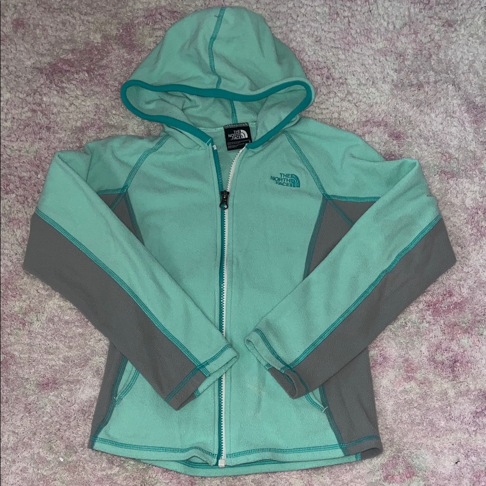 The North Face Kids' Aqua and Gray Zip-Up Hoodie